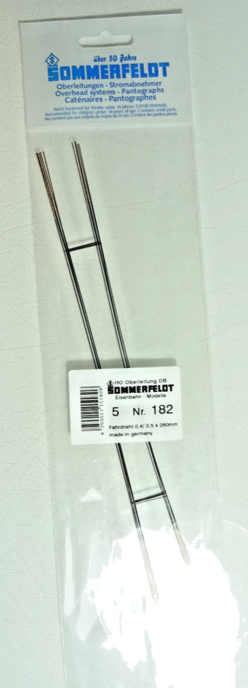 Sommerfeldt H0 182 Fahrdraht 5St. 0,4, 0,5x260mm siehe Foto in OVP CK225