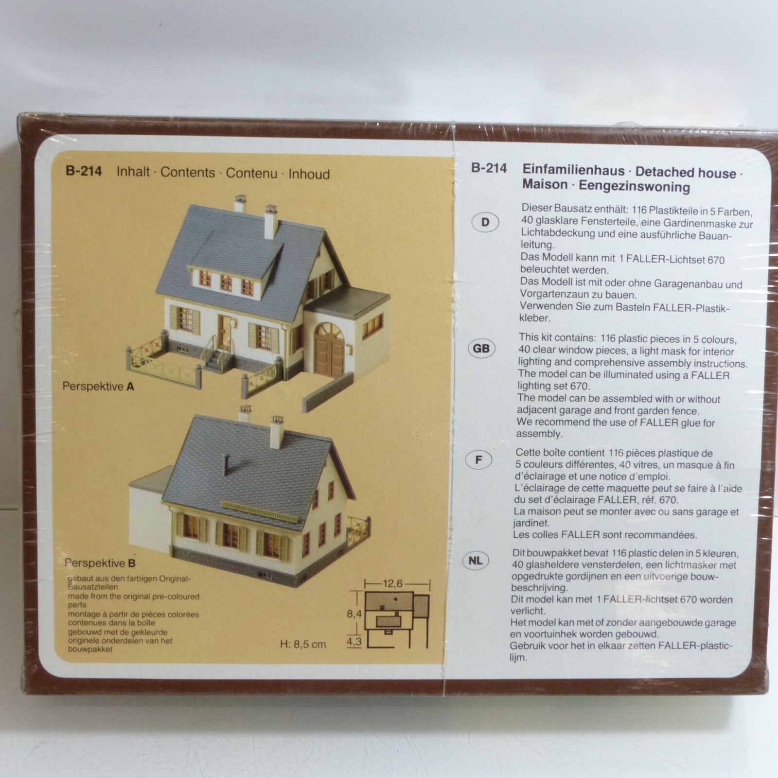 Faller H0 Bausatz Nr.: B-214 Einfamilienhaus- ungeöffnet, in OVP EX2430 – Bild 3