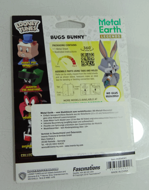 Fascinations Metal Earth Legends Bausatz 3 D Figur Bugs Bunny  in OVP AR8193 – Bild 3
