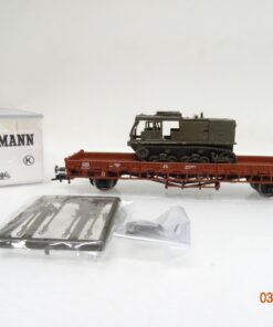 Fleischmann H0 K 525701 Niederbordwagen mit Kettenfahrzeug der DB in OVP BH1628