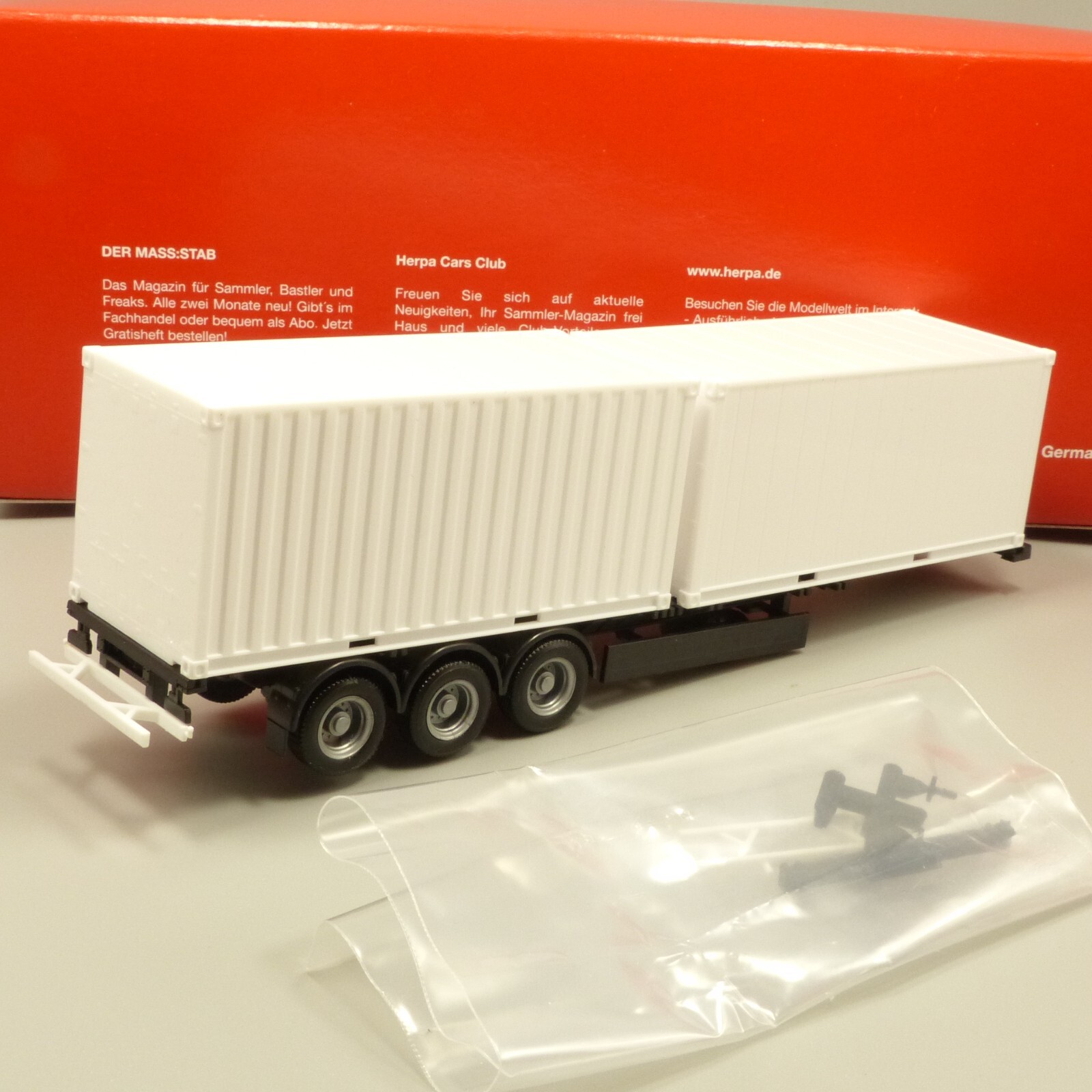 Herpa 1:87 076494-002 Containerauflieger 3-achs neutral in OVP EX4350 – Bild 3