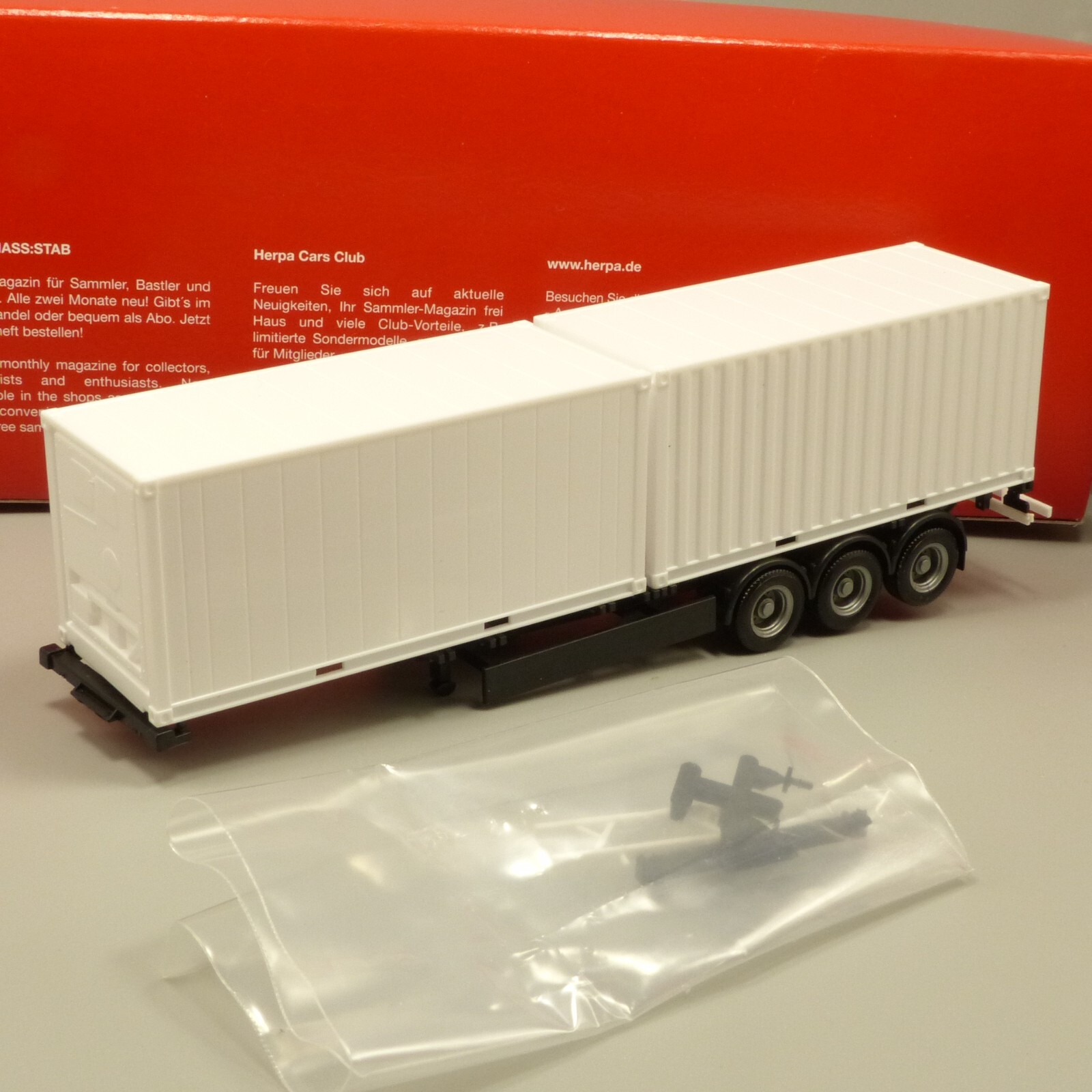 Herpa 1:87 076494-002 Containerauflieger 3-achs neutral in OVP EX4350