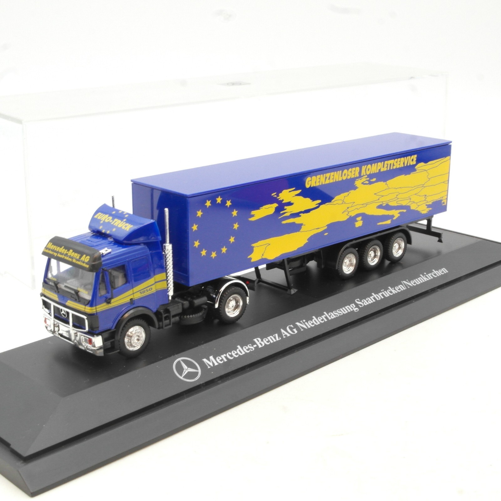 Herpa 1:87 MB 1850 Sattelzug MB Saarbrücken / Nunkirchen in PC Box RG2287