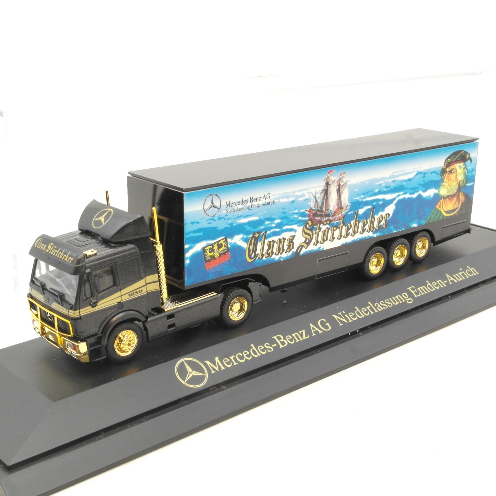Herpa 1:87 MB SK 1850 Sattelzug Niederlassung Emden Aurich in PC Box RG1684