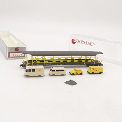 Hobbytrain N 30003 Autoverladewagen mit 4 Fahrzeugen der BLS in OVP RR2120