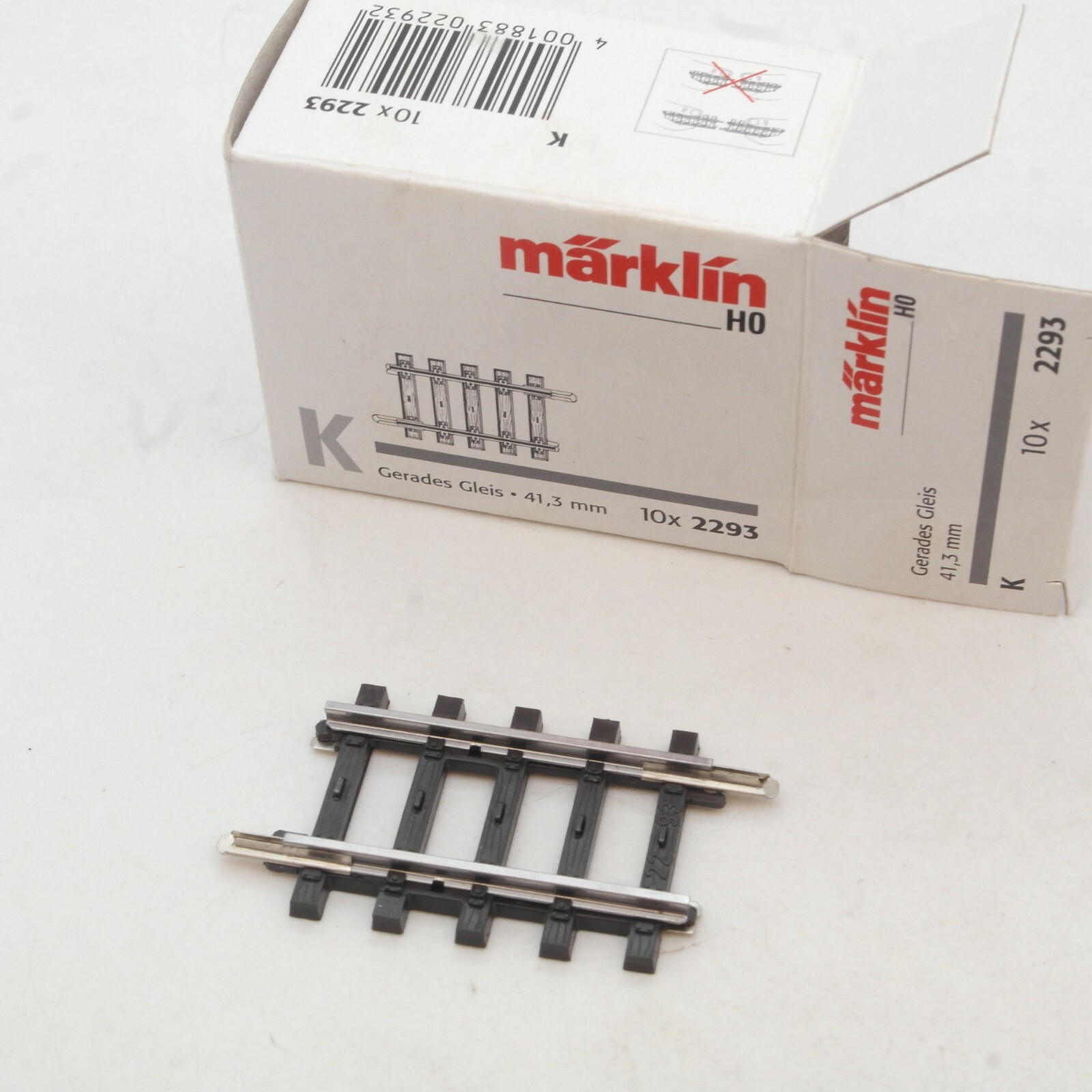 Märklin H0 2293 gerades Gleis 41,3 mm K Gleis 10 Stück in OVP RG2425