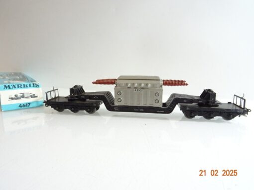 Märklin H0 4617 Tiefladewagen mit Trafo der DB in OVP PR6181