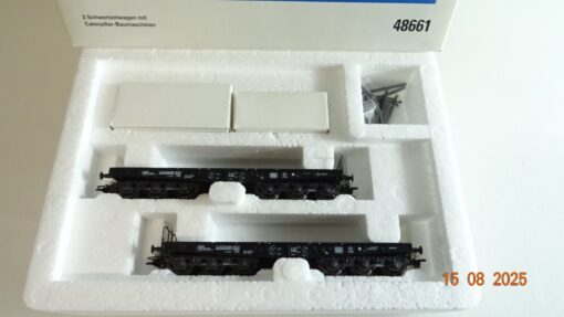 Märklin H0 48661 2 Schwerlastwagen mit Caterpillar-Baumaschinen in OVP PR9569