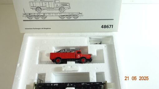 Märklin H0 48671 Schwerlast-Flachwagen mit Bergekran der DB in OVP PR7867