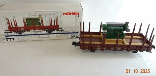 Märklin Spur 1 5832 Rungenwagen mit Schiffsdiesel siehe Foto in OVP PK1210