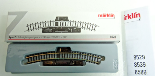 Märklin Z 8529 Schaltgleis gebogen r 195mm 30° siehe Foto in OVP CK2169