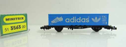 Minitrix N  51 3563 00 Güterwagen Containerwagen Adidas der DB in OVP AR7575