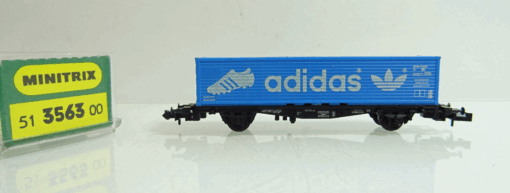 Minitrix N  51 3563 00 Güterwagen Containerwagen Adidas der DB in OVP AR7575