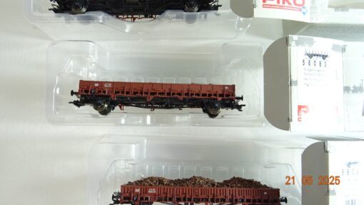 Piko H0 58083 Rungenwagen-Set 3 tlg. mit Ladung ohne Rungen der DB in OVP PR7860 – Bild 4
