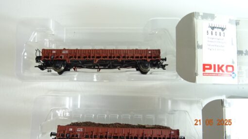 Piko H0 58083 Rungenwagen-Set 3 tlg. mit Ladung ohne Rungen der DB in OVP PR7860 – Bild 5