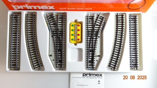 Primex H0 5094 M-Gleis-Set mit 2 E-Weichen und Stellpult in OVP PK692 – Bild 4
