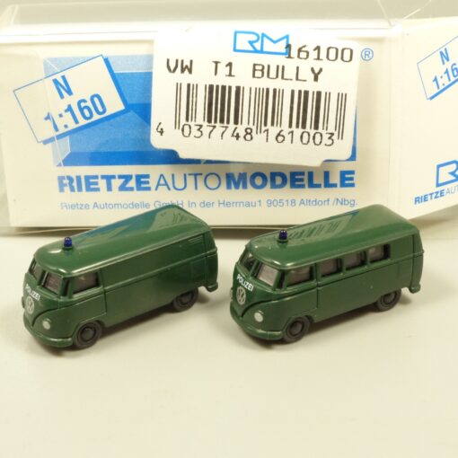 Rietze 1:160 16100 VW T1 Bully Bus - Kastenwagen Polizei 2er-Set in OVP EX6370