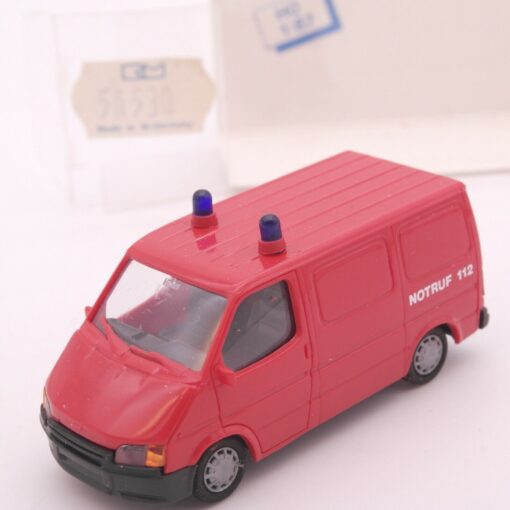 Rietze 1:87 50530 Ford Transit Kasten Feuerwehr NOTRUF 112 in OVP EA322