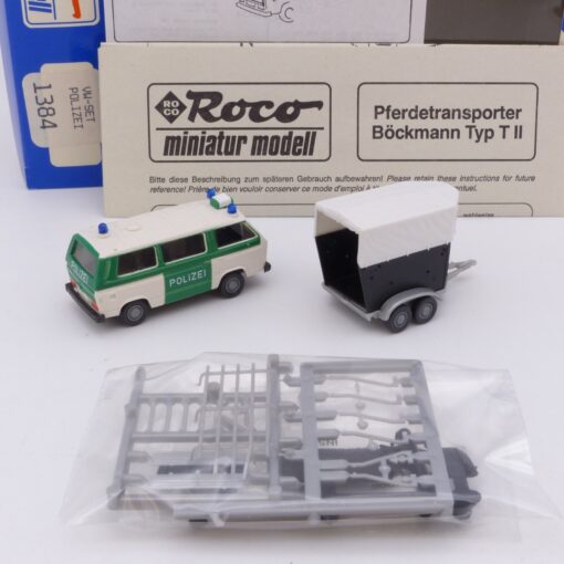 Roco 1:87 1384 VW-Set T3 Bus mit Pferdeanhänger Polizei in OVP EX7306 – Bild 3