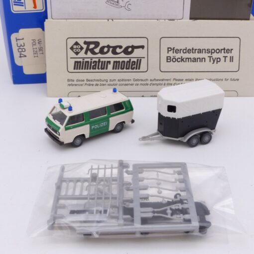 Roco 1:87 1384 VW-Set T3 Bus mit Pferdeanhänger Polizei in OVP EX7306