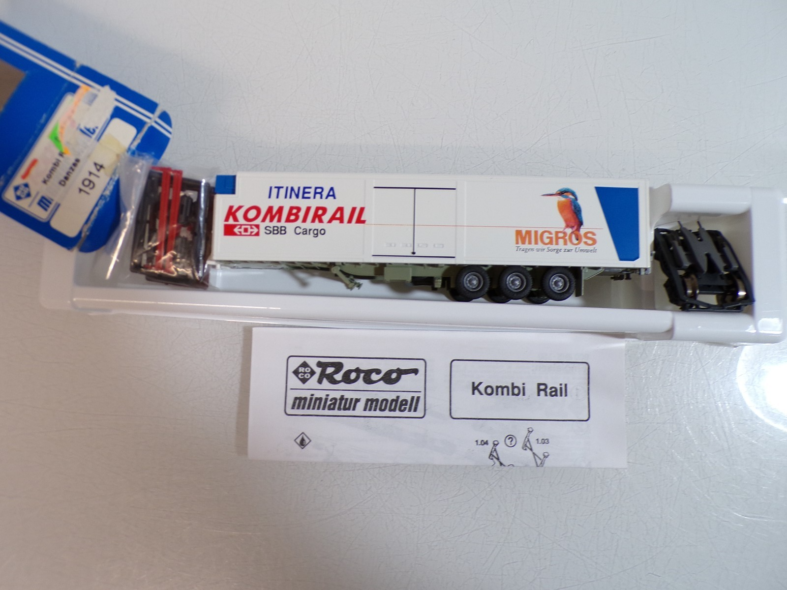 Roco H0 1914 AC Kombi Rail Auflieger Migros der SBB in OVP für Märklin BH1902