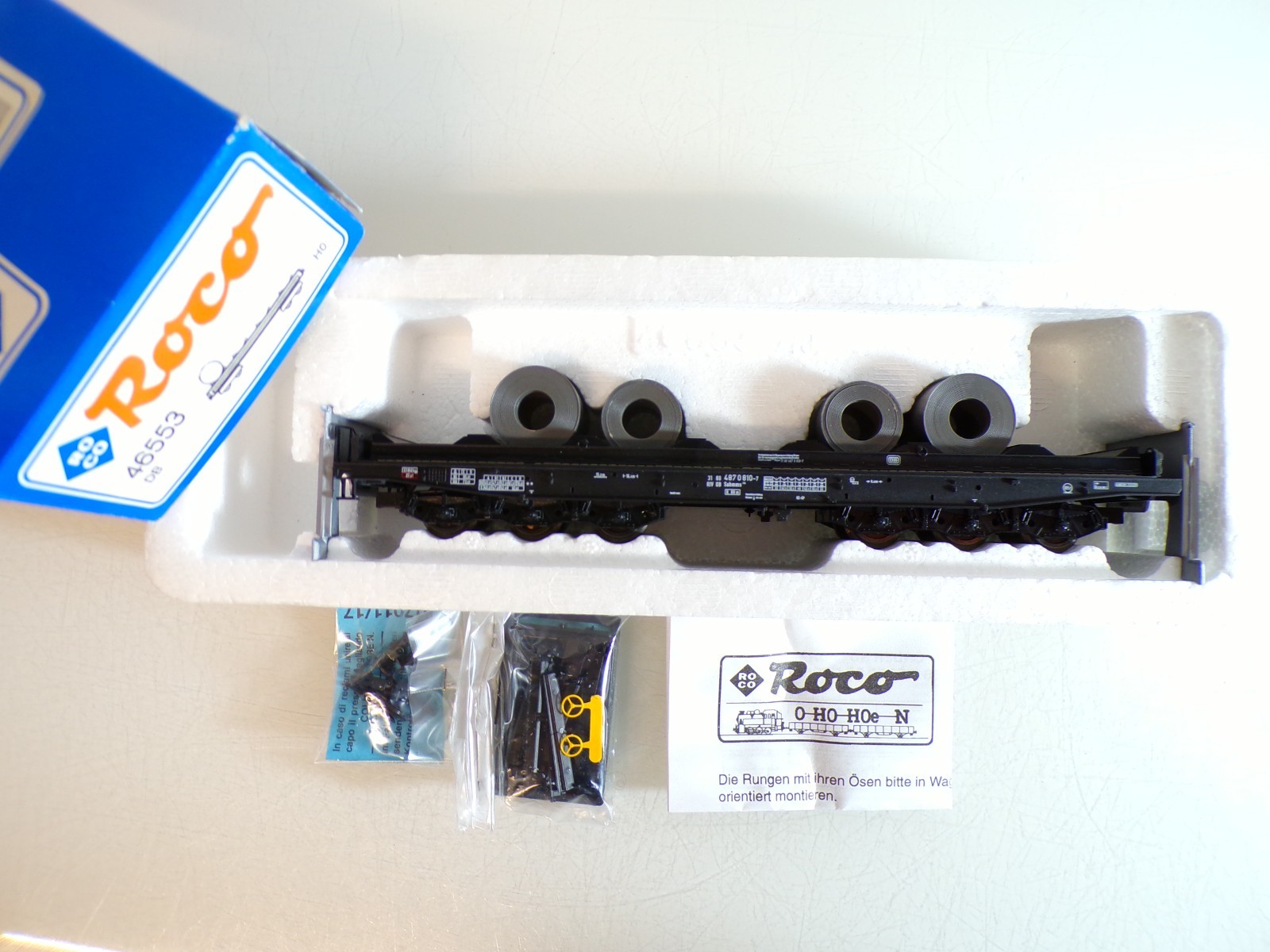 Roco H0 46553 Schwerlastwagen mit Stahlrollen der DB in OVP BH1353