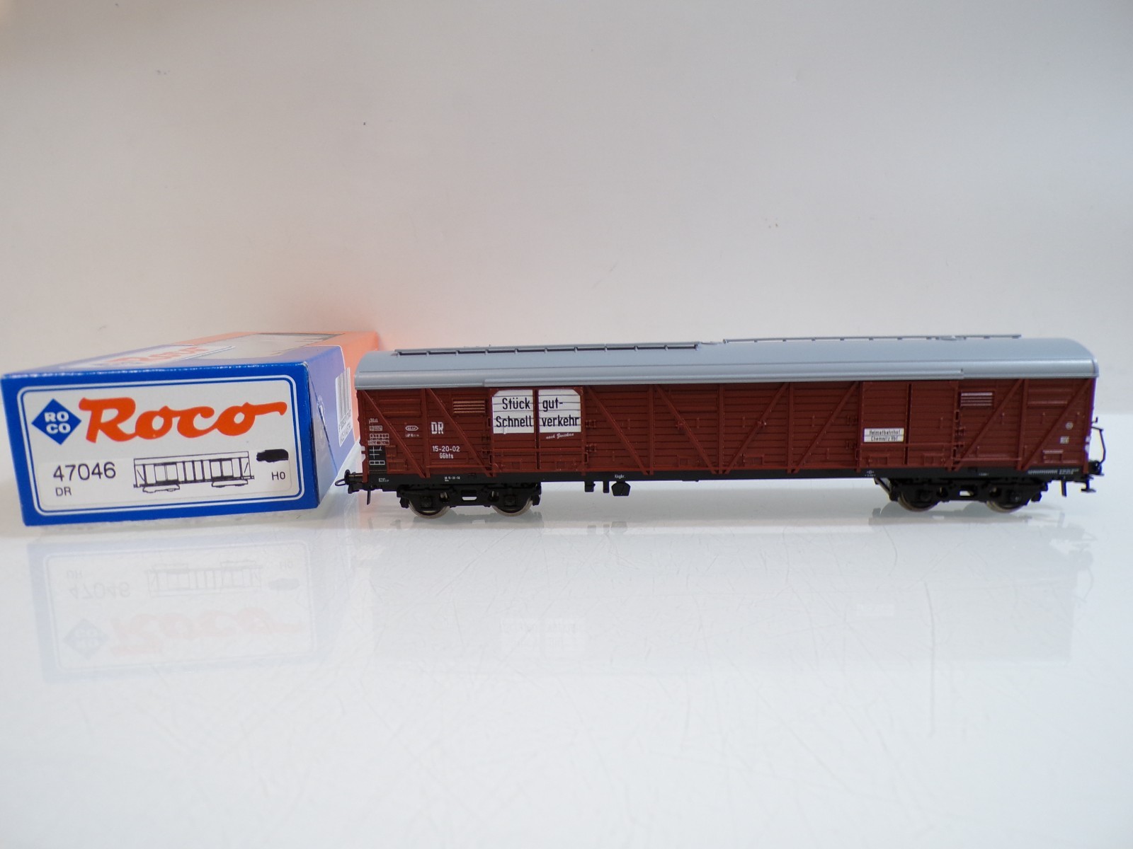 Roco H0 47046 ged. Güterwagen Stückgut Schnellverkehr der DR in OVP BH1953
