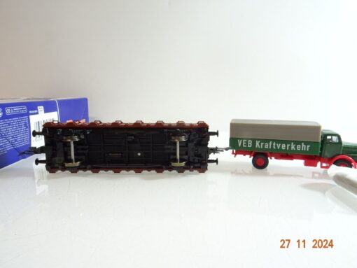 Roco H0 56024 Rungenwagen mit LKW VEB Kraftverkehr der DR in OVP PR4240 – Bild 4