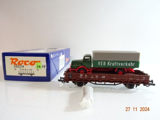 Roco H0 56024 Rungenwagen mit LKW VEB Kraftverkehr der DR in OVP PR4240