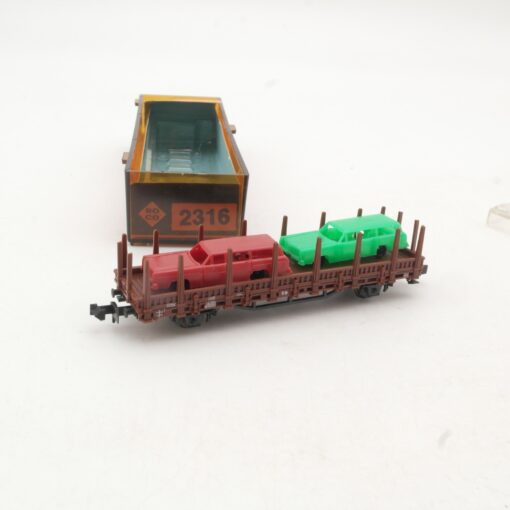 Roco N 2316 Rungenwagen mit Ladung 2 PKW in OVP RR2973