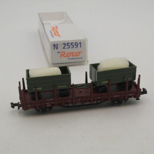 Roco N 25260 Rungenwagen Doppel Mit Containerwagen der DB in OVP RI6971