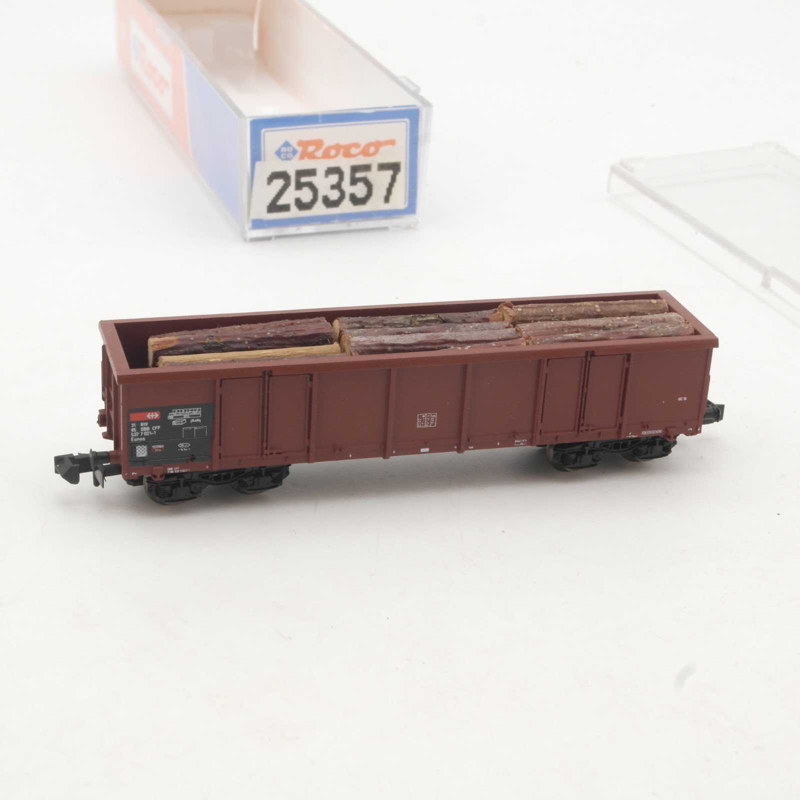 Roco N 25357 Hochbordwagen mit Holz-Ladung der SBB in OVP RR5782
