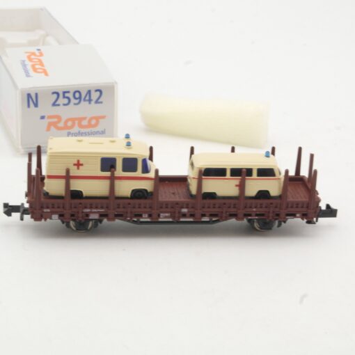 Roco N 25942 Rungenwagen mit Ladung DRK in OVP RR472 – Bild 3