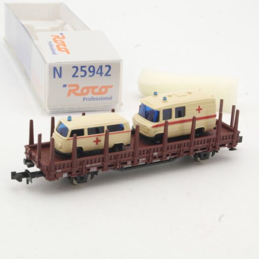 Roco N 25942 Rungenwagen mit Ladung DRK in OVP RR472