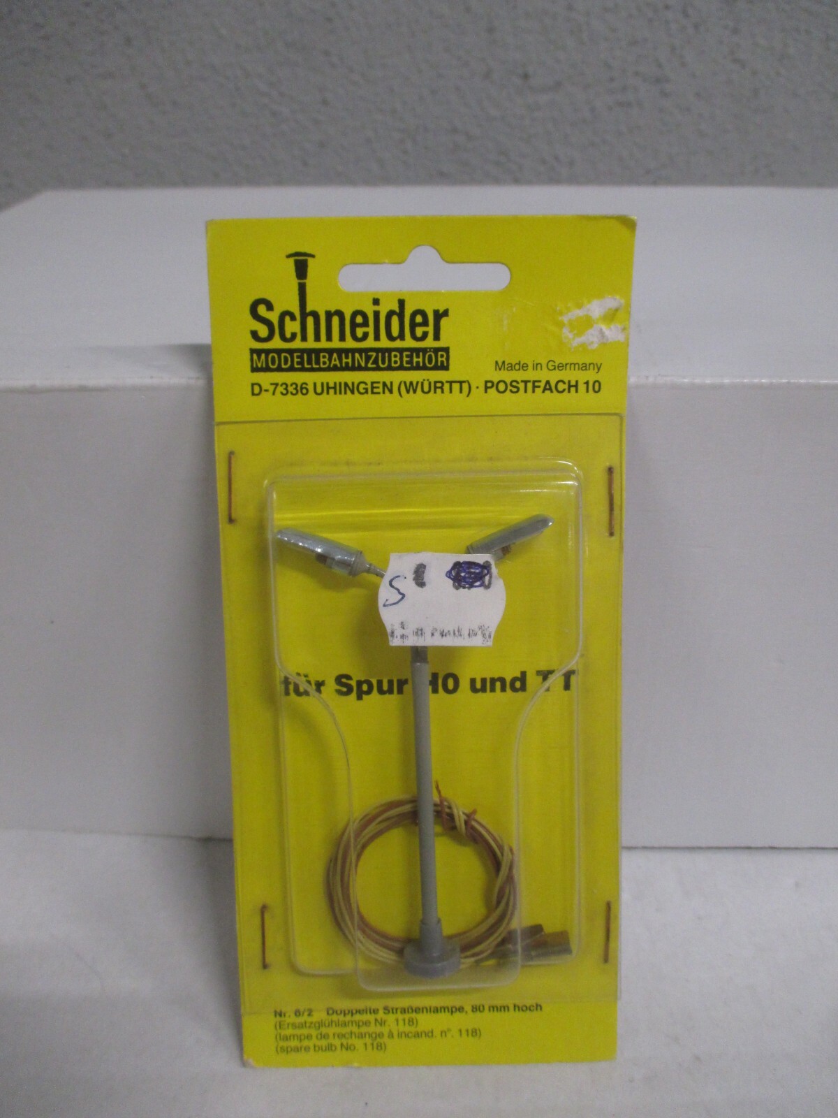 Schneider H0+TT 6/2 Doppelte Straßenlampe, 80 mm hoch m.OVP WZ6093