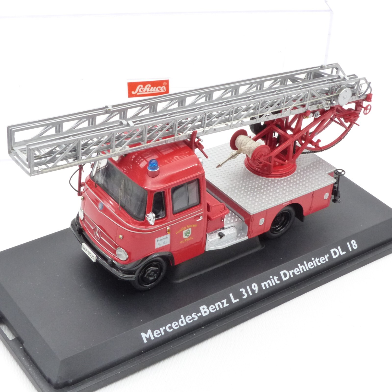 Schuco 1:43 Nr.: 02807 MB L 319 Drehleiter DL 18 Feuerwehr, in PC-Box EX535