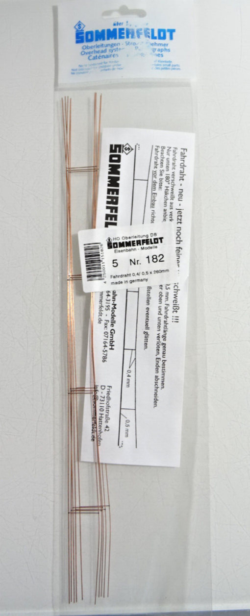 Sommerfeldt Spur H0 182 Fahrdraht 0,4/0,5x260mm siehe Foto in OVP CK197