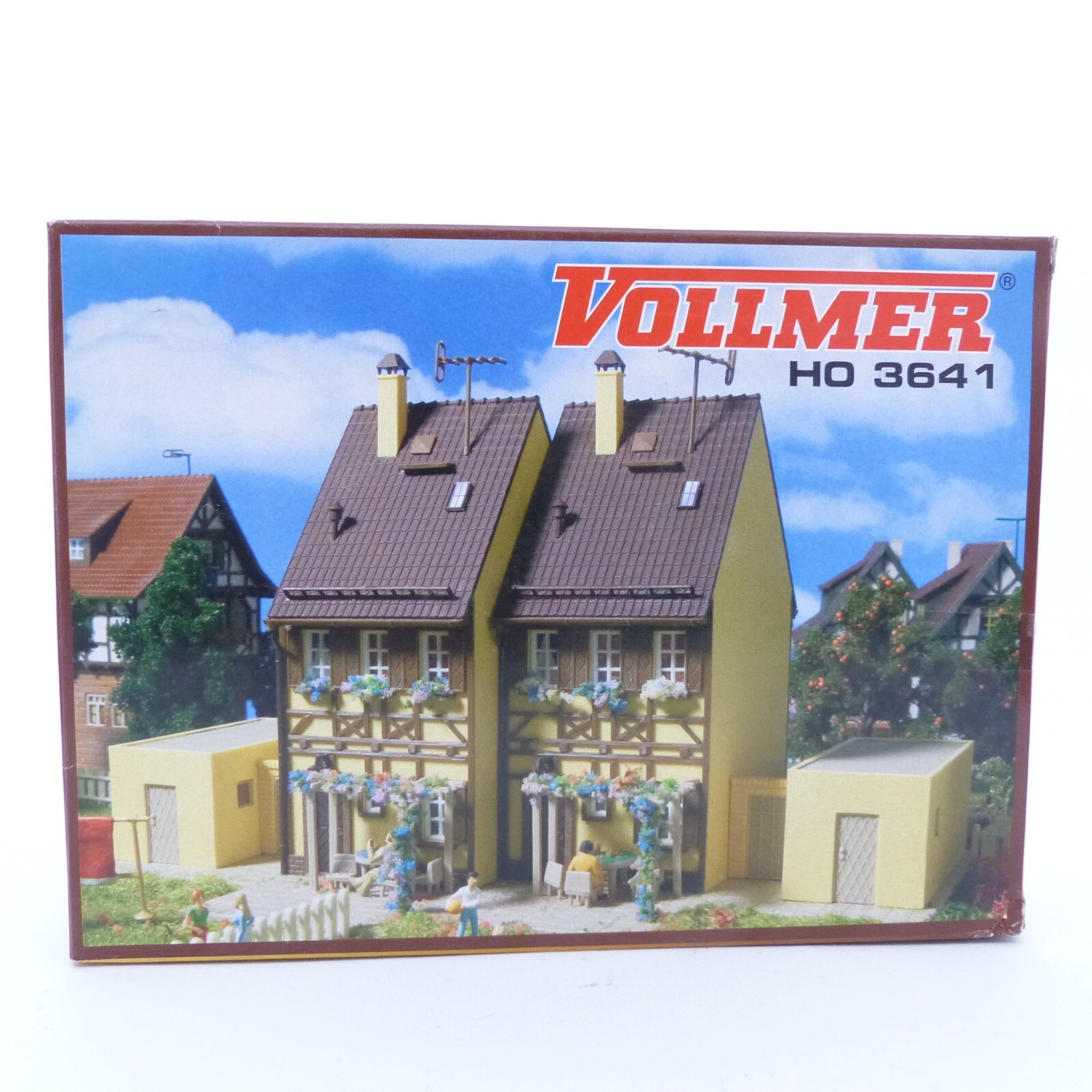 Vollmer H0 Bausatz 3641 Fachwerk Doppelhaus + Garagen in ungeöffneter OVP EX6052