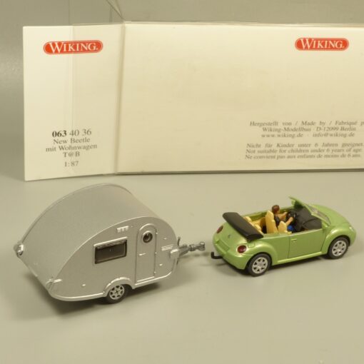 Wiking 1:87 0634036 VW New Beetle mit Wohnwagen T@B in OVP EX7156 – Bild 3