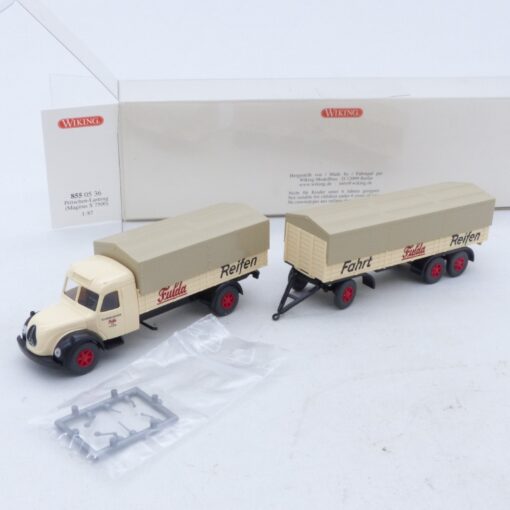 Wiking 1:87 8550536 Magirus S 7500 Pritschen-Lastzug Fulda Reifen in OVP EX6678