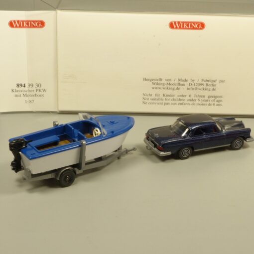 Wiking 1:87 8943930 Klassischer PKW Mercedes mit Motorboot in OVP EX7154 – Bild 3
