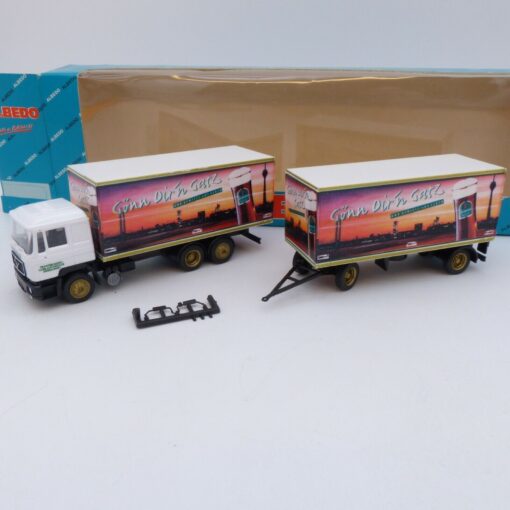 Albedo / Herpa 1:87 Nr.: 200312 MAN F90 Hängerzug Gönn Dir´n Gatz, in OVP EB105