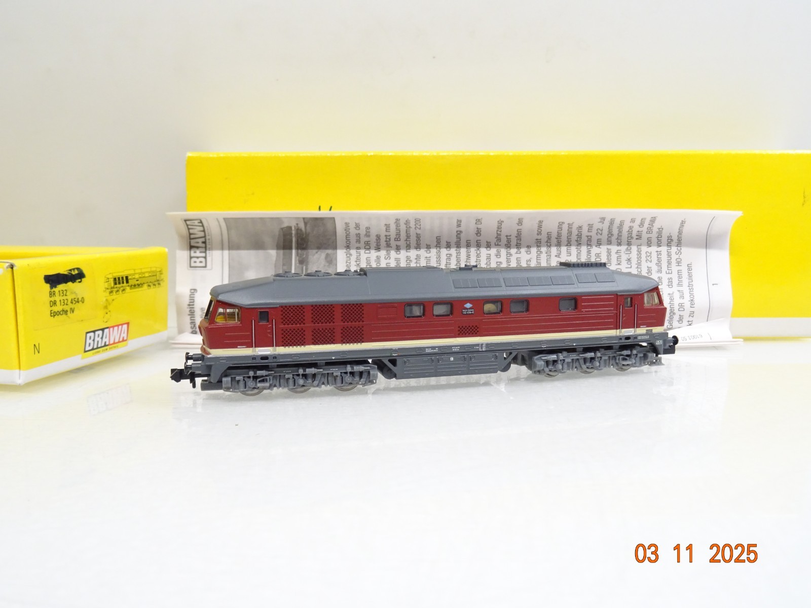 Brawa N 61003 Diesellok BR 132 454-0 der DR in OVP JL4099
