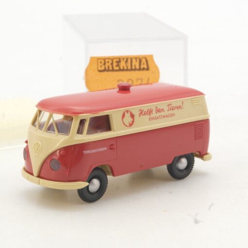 Brekina 1:87 3274 VW Bus T1 Kasten Helft den Tieren in OVP QR2846