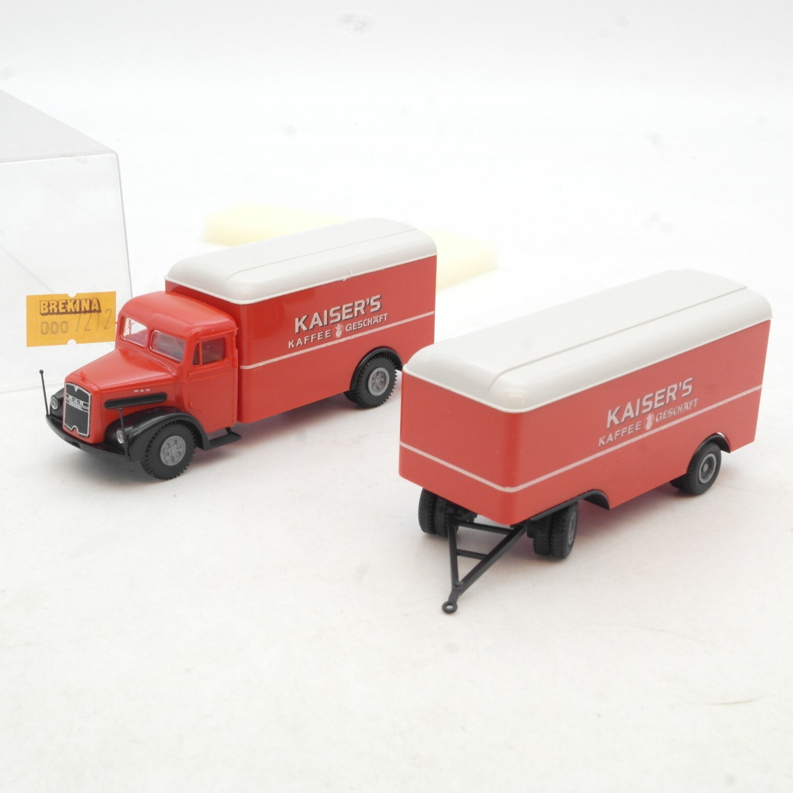 Brekina 1:87 7212 MAN Kofferhängerzug Kaisers Kaffee in OVP RG849