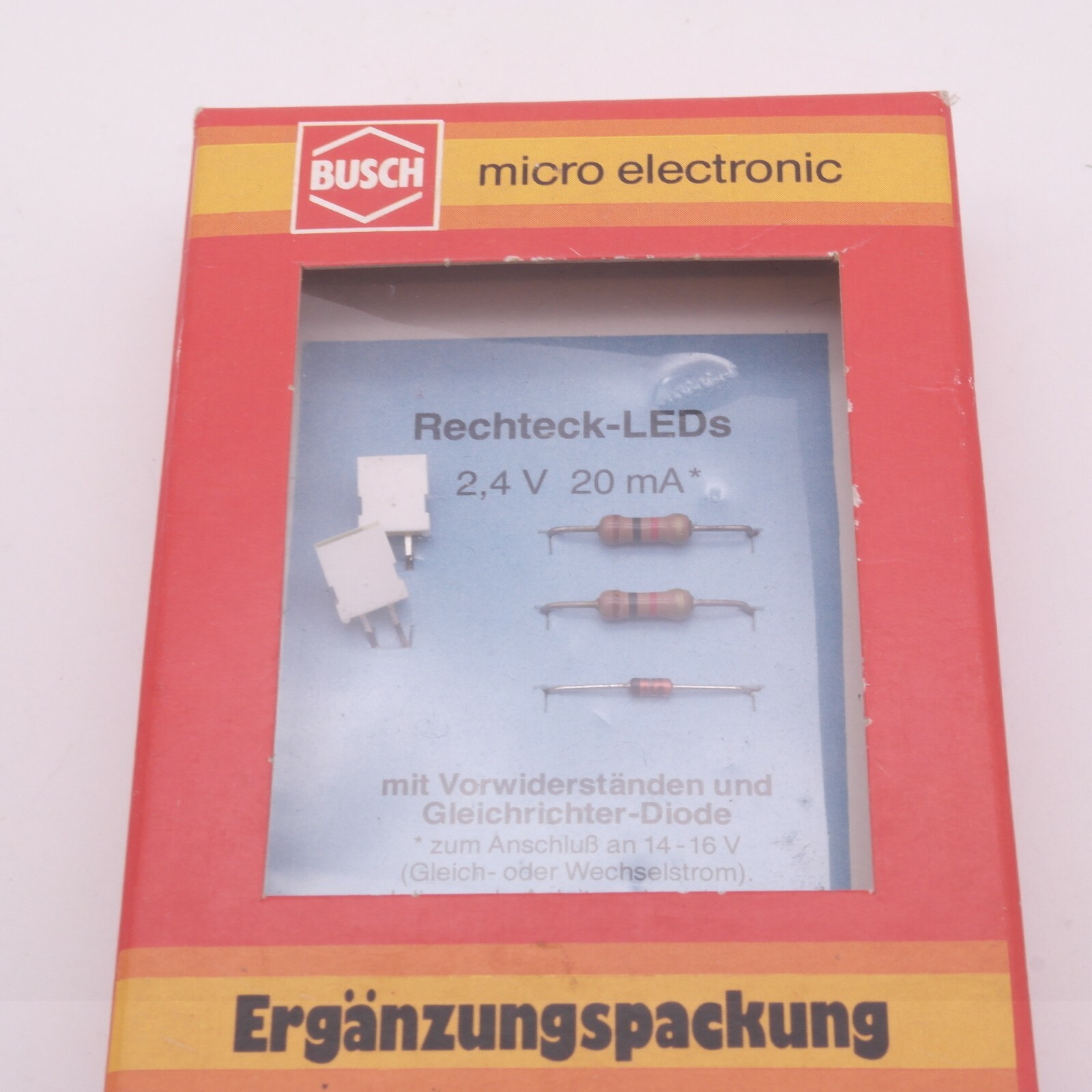 Busch H0 5992 Gelbe Rechteck-LEDs 2,4 V 20mA in OVP RT4621