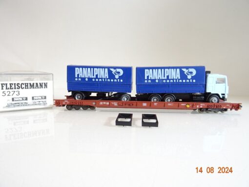 Fleischmann H0 5273 Niederflurwagen mit LKW neuwertig in OVP PR2057 – Bild 3