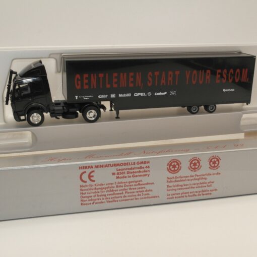 Herpa 1:87 MB Koffer-Sattelzug " GENTELMAN; START YOUR ESCOM. " in OVP ER409