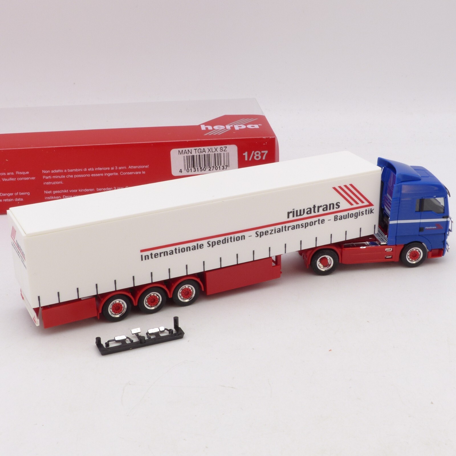 Herpa 1:87 Nr.: 270137 MAN TGA Sattelzug mit Ford Capri riwatrans, in OVP EX964 – Bild 3