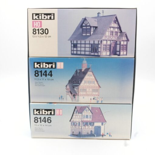 Kibri H0 8150 Bausätze Set Häuer 3 Stück und Brunnen neuwertig in OVP QR4168 – Bild 3
